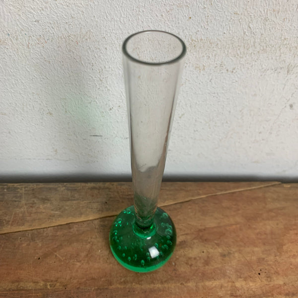 Orchideenvase Solifleurvase Stangenvase Kugelfuß mit Bubbles grün