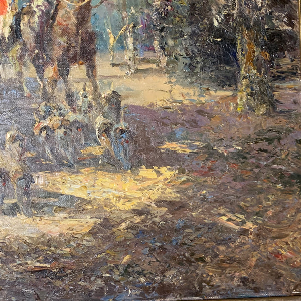 Ölgemälde Ausritt mit Meute von Ludwig Gschossmann