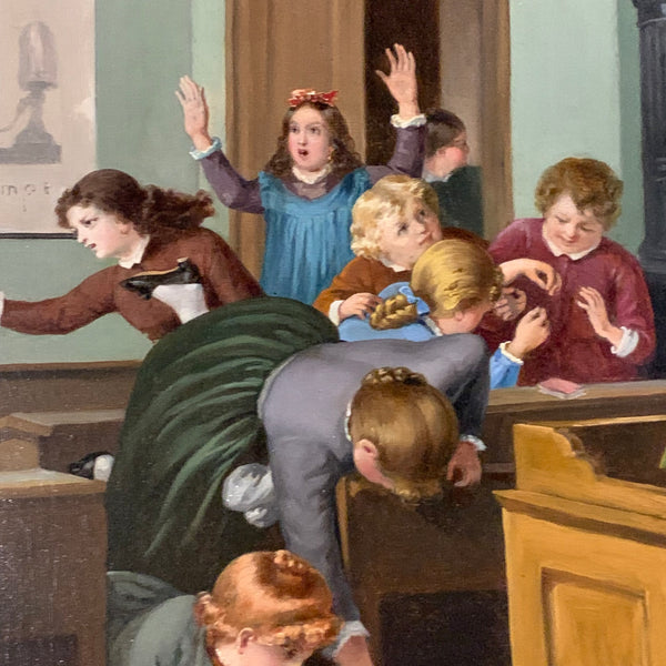 Ölgemälde Aufruhr in der Mädchenklasse von August Heinrich Mansfeld