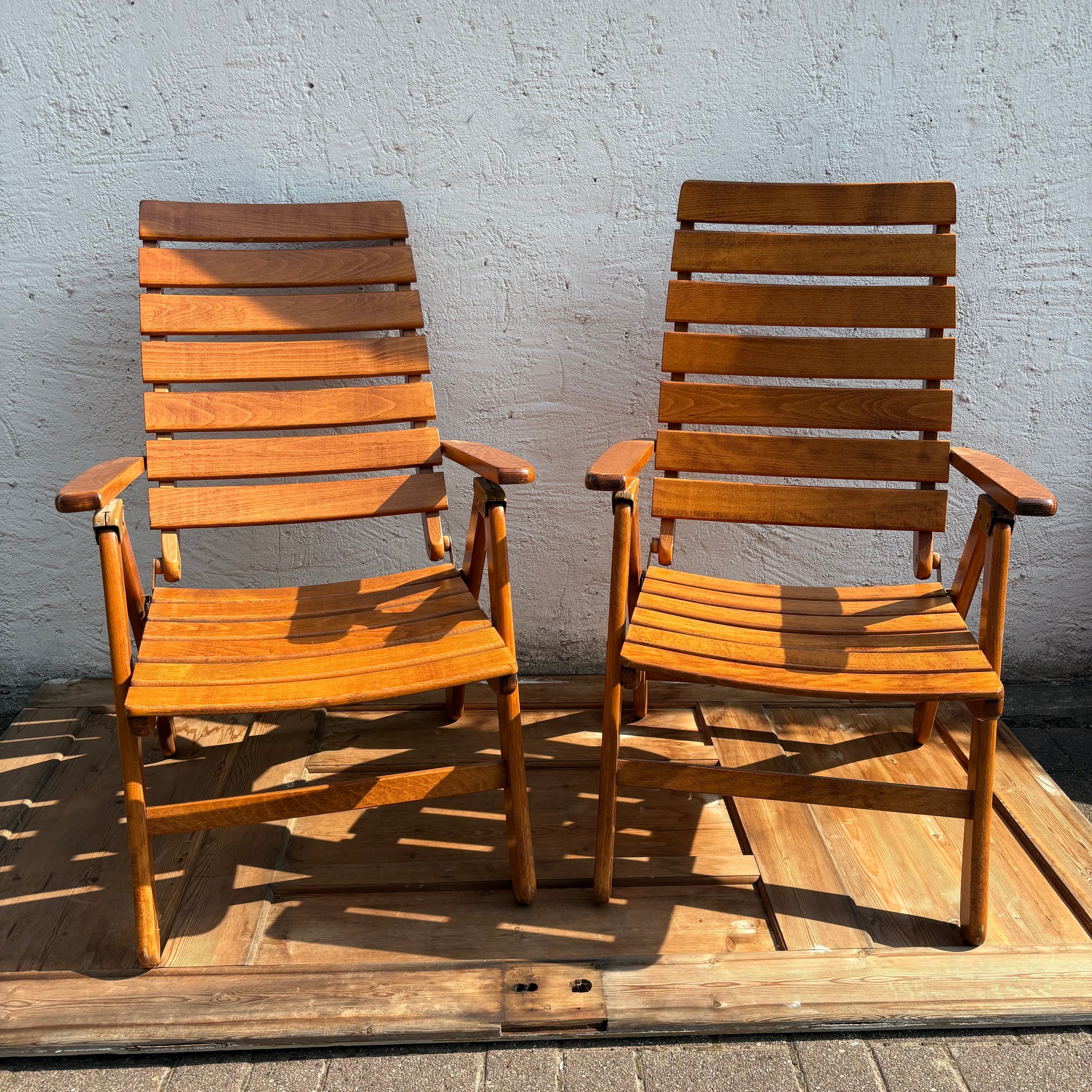 2er Set Vintage Holz Garten Klappstühle