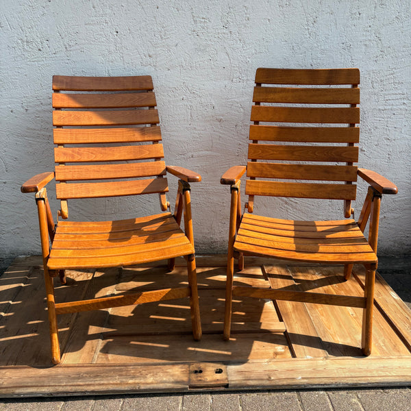2er Set Vintage Holz Garten Klappstühle