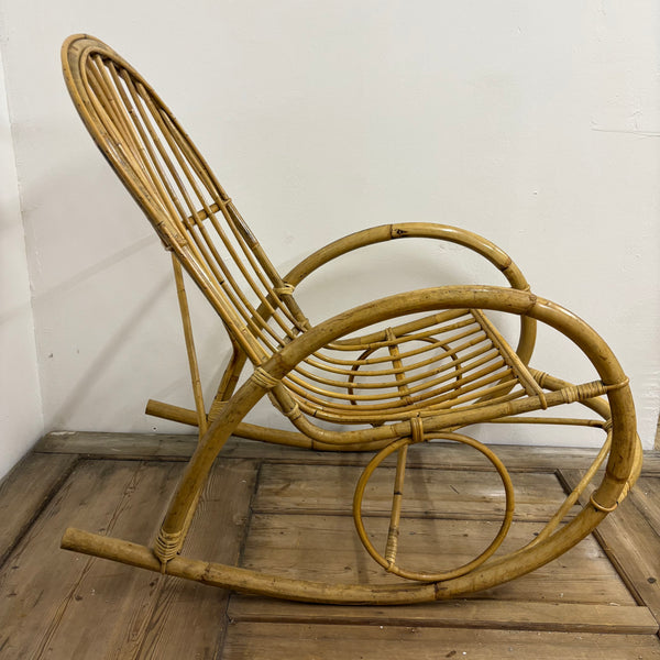 Vintage Schaukelstuhl aus Rattan und Bambus