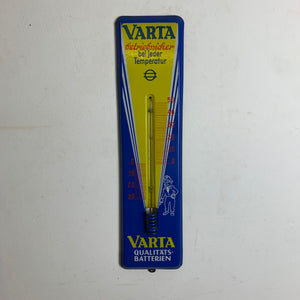 Vintage Emaille Schild Thermometer Varta Qualitäts Batterien