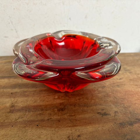 Vintage Mid Century Murano Aschenbecher rot