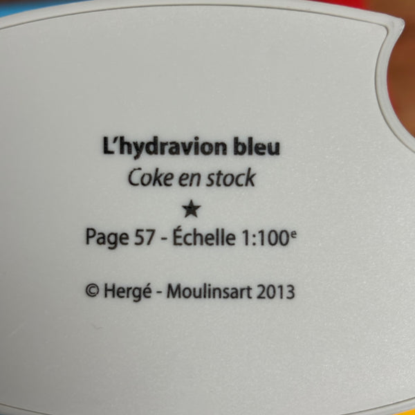 Modell Figur und Buch Tim und Struppi das Das Blaue Wasserflugzeug mit Kapitän Haddoc aus Koks an Bord
