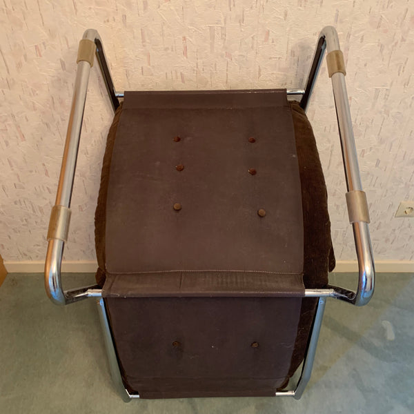 Vintage Lounge Sessel Cord und Stahlrohr von Gillis Lundgren für IKEA