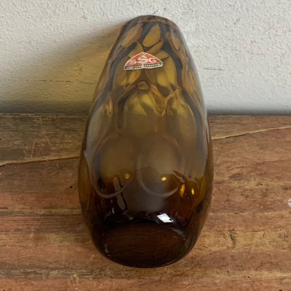 Vintage bernsteinfarbene Vase von Sudetenglashütte