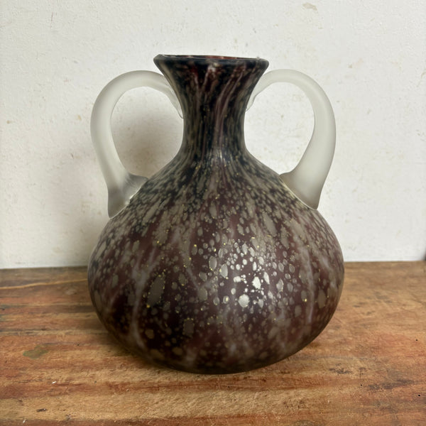 Vintage Kristallglas Vase von Joska blau kariert