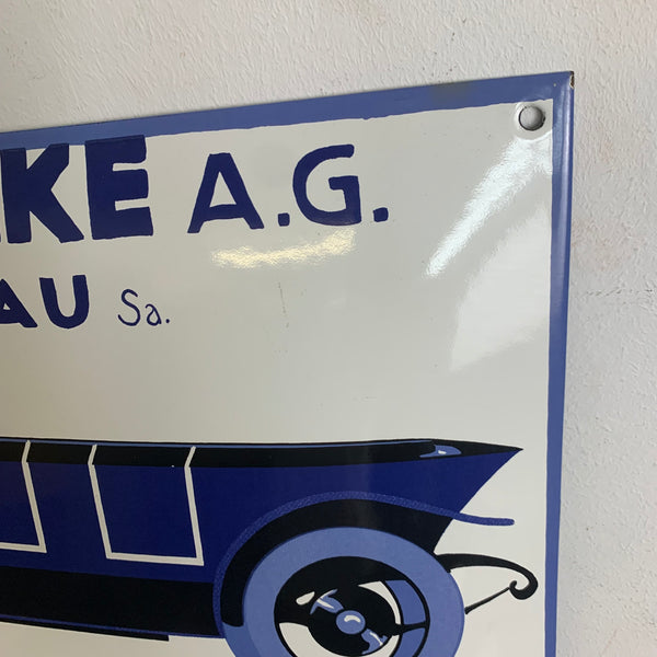 Emaille Schild Audiwerke A.G. Zwickau Audi