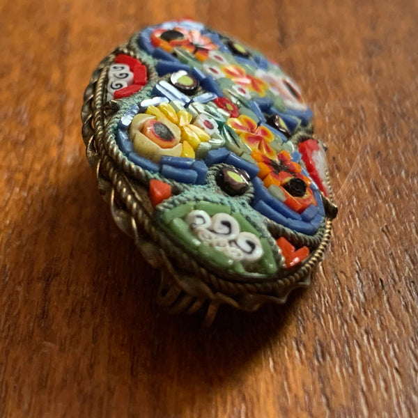 Vintage Mikromosaik Brosche Millefiori aus Italien