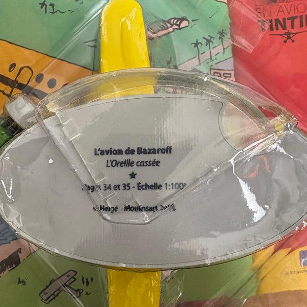 Modell Figur und Buch Tim und Struppi Das Gelbe Flugzeug von Bazaroff mit Basil Bazaroff aus Das zerbrochene Ohr