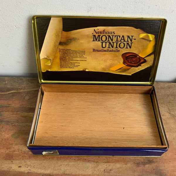 Vintage Blechdose Neuhaus Montan Union Brasilschatulle