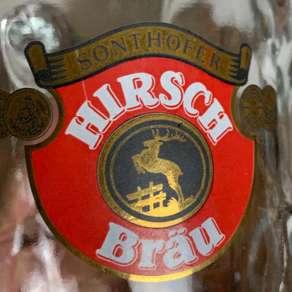 Vintage Maß Bierkrug Hirsch Bräu