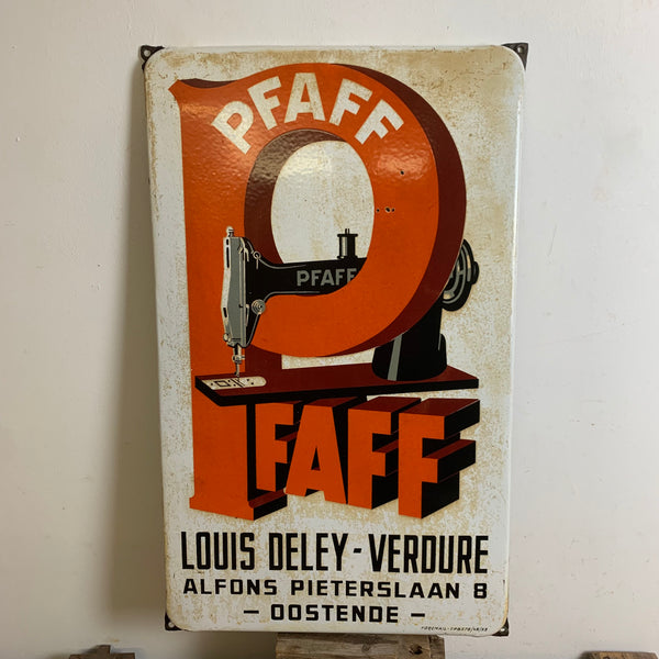 Vintage Emaille Schild Pfaff Nähmaschinen