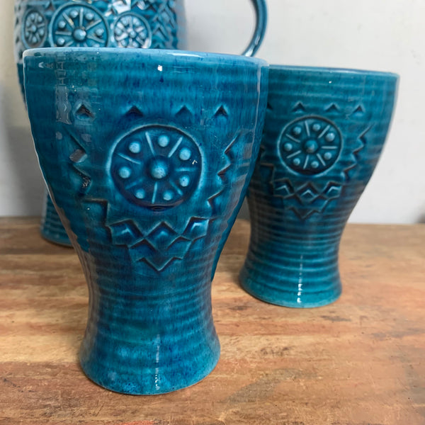 Vintage Keramik Karaffe mit Bechern