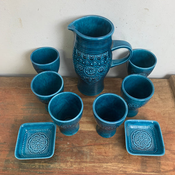 Vintage Keramik Karaffe mit Bechern