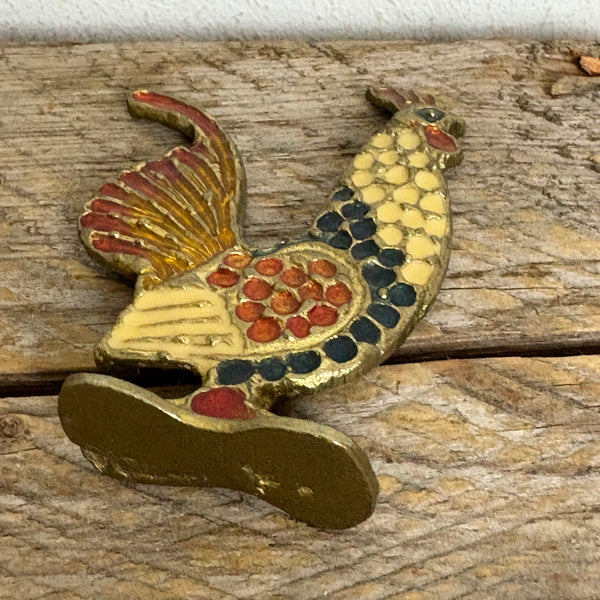 Vintage emaillierte Messig Figur Hahn