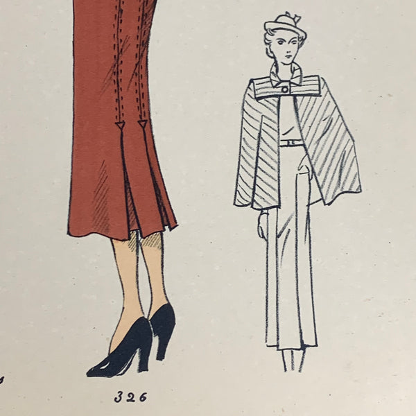 1930's French Art Deco Fashion Illustration Inspirations D'Avant Saison Blatt 326