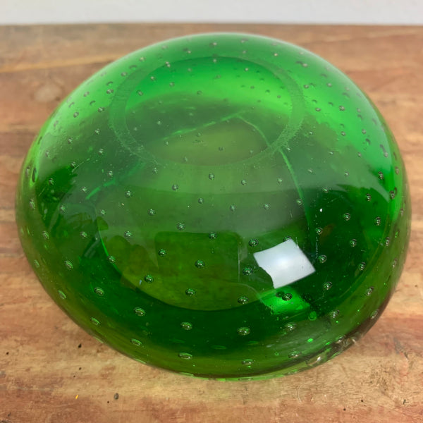 Vintage Mid Century Bubble Murano Aschenbecher grün