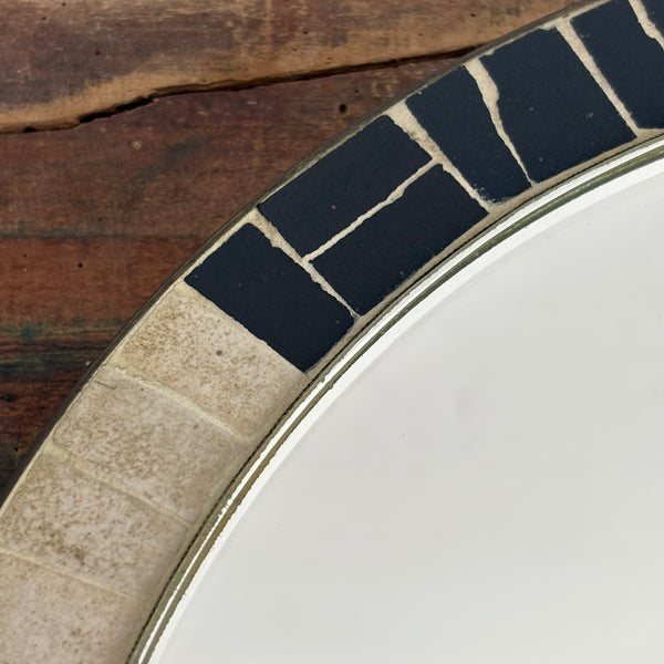 Vintage Mid Century Runder Mosaik Spiegel