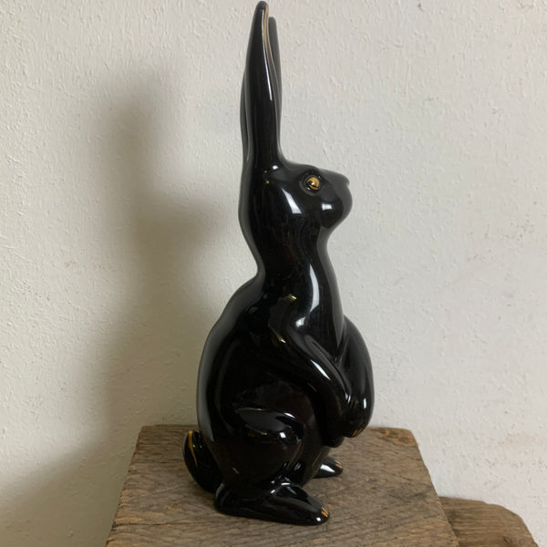 Vintage Porzellan Hase schwarz und Gold von Fürstenberg