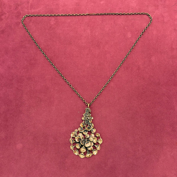 Vintage finnische brutalistische Design Bronze Halskette Reindeer Moss von Hannu Ikonen für Valo Koru