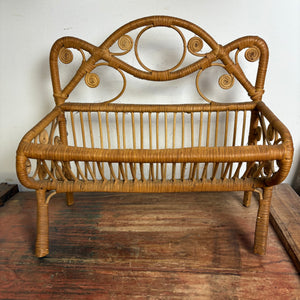 Vintage Rattan Peacock Magazine Rack Paravent Emanuelle