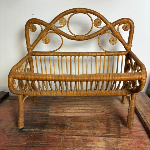 Vintage Rattan Peacock Magazine Rack Paravent Emanuelle
