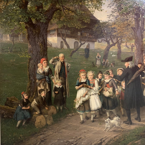 Ölgemälde Rückkehr vom Schulfeste von Fritz Beinke
