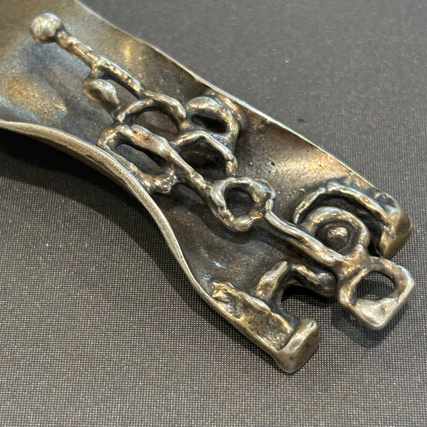 Vintage Brutalistischer Design Anhänger Silber von Burkhard und Monika Oly