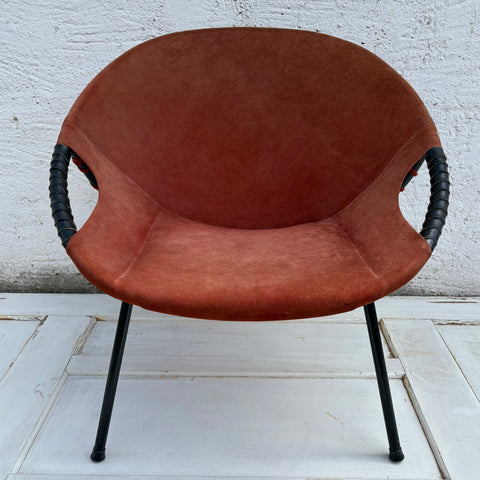 Vintage Mid Century Wildleder Circle Balloon Chair von Lusch Erzeugnis für Lusch & Co.
