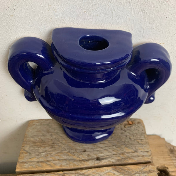 Vintage Keramik Wandvase von Thun Bozen blau