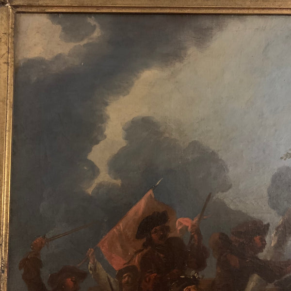 Ölgemälde Schlachtenszene in süditalienischer Abendlandschaft von Jacques Courtois