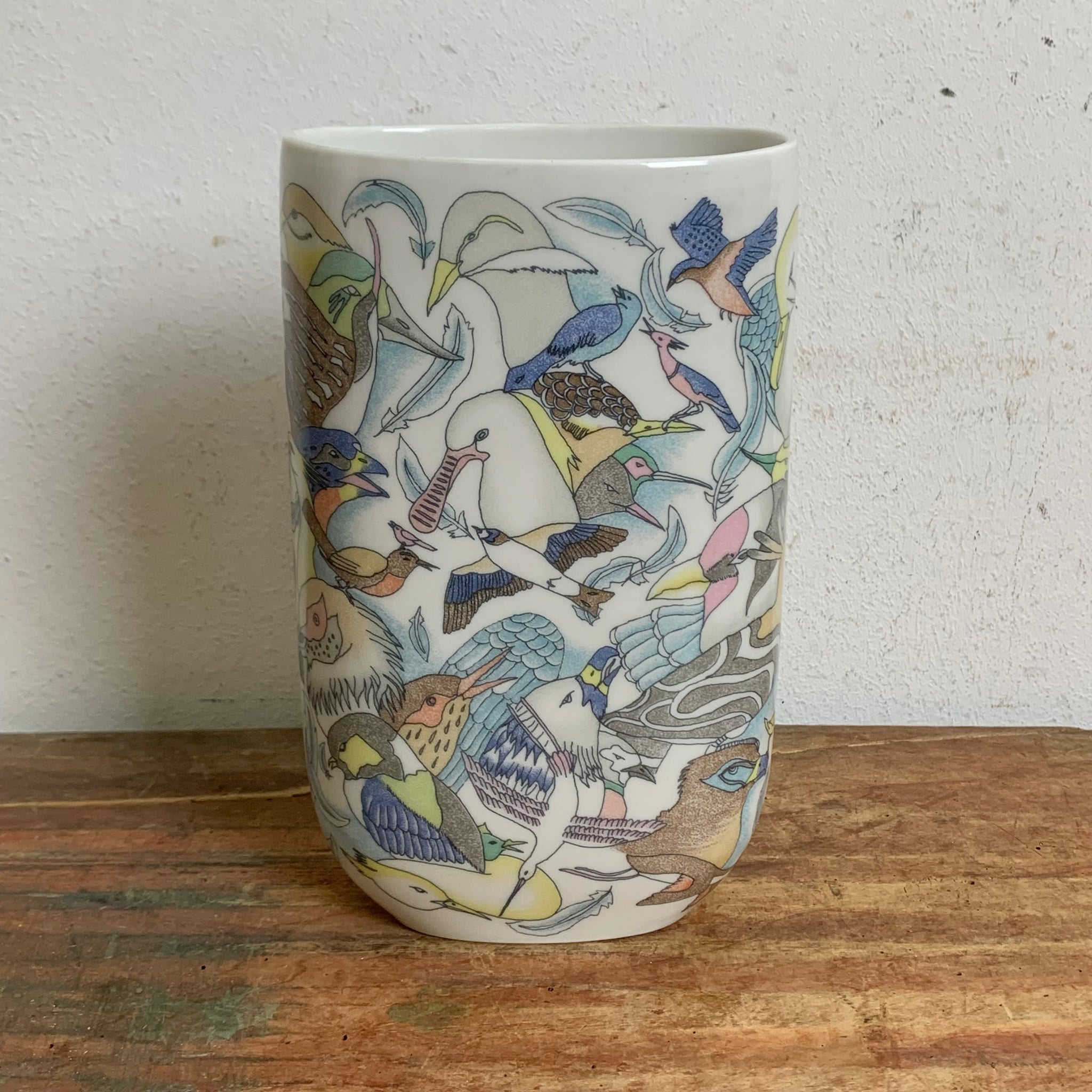 Vintage Porzellan Vase Motiv Vögel von Rosenthal