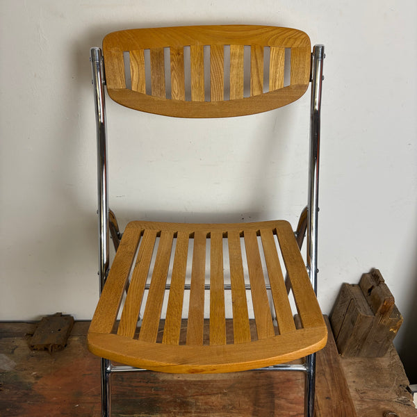 Vintage Stahlrohr Holz Klappstuhl