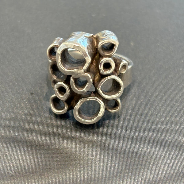 Vintage Brutalistischer Design Silber Ring