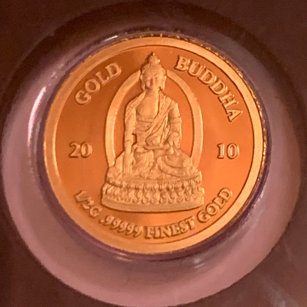 500 Gold Kip Münze Gold Buddha und Staatswappen Laos