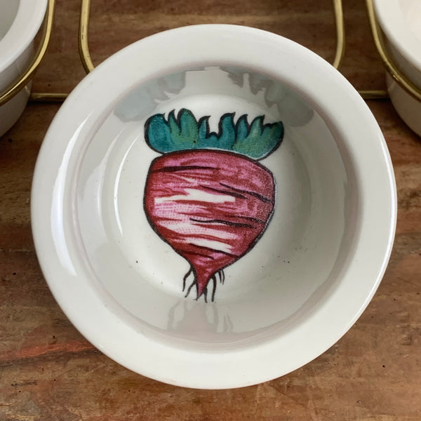 Vintage Mid Century Feinkostnäpfchen mit Metallgestell von Villeroy und Boch