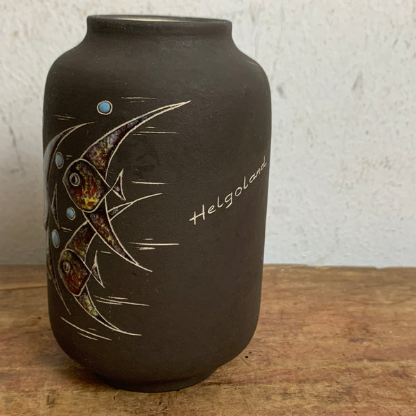 Mid Century Keramik Andenken Vase Helgoland