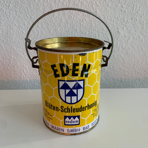 Vintage Eden Blüten Schleuderhonig Blechdose Eimer