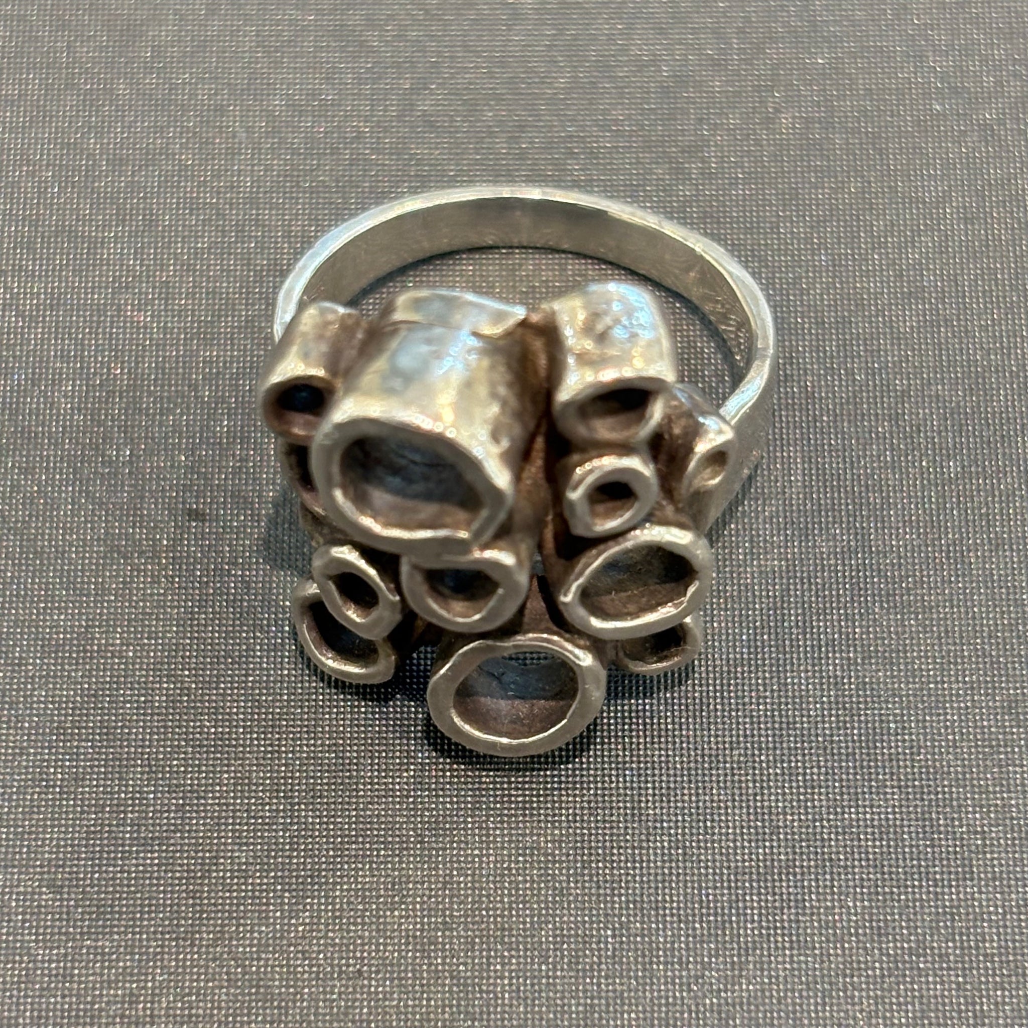 Vintage Brutalistischer Design Silber Ring