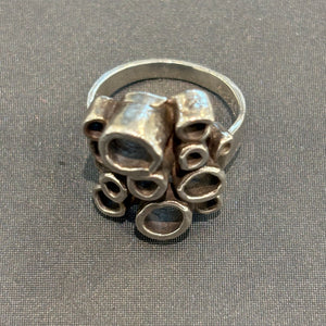 Vintage Brutalistischer Design Silber Ring