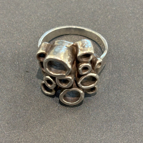 Vintage Brutalistischer Design Silber Ring
