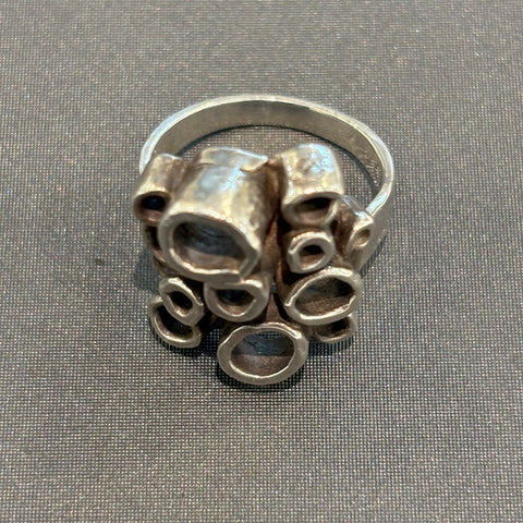 Vintage Brutalistischer Design Silber Ring