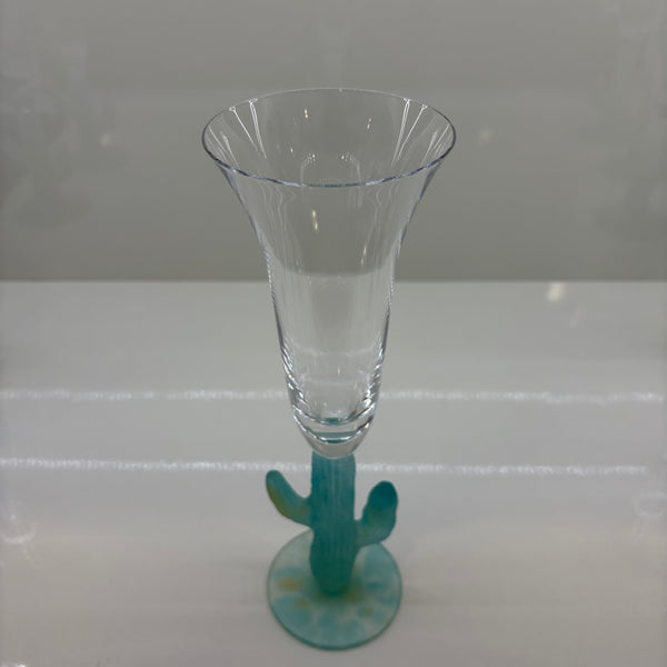 Vintage 6er Set Champagnerflöten Cactus Kollektion von Hilton McConnico für französische Kristallmanufaktur Daum Nancy