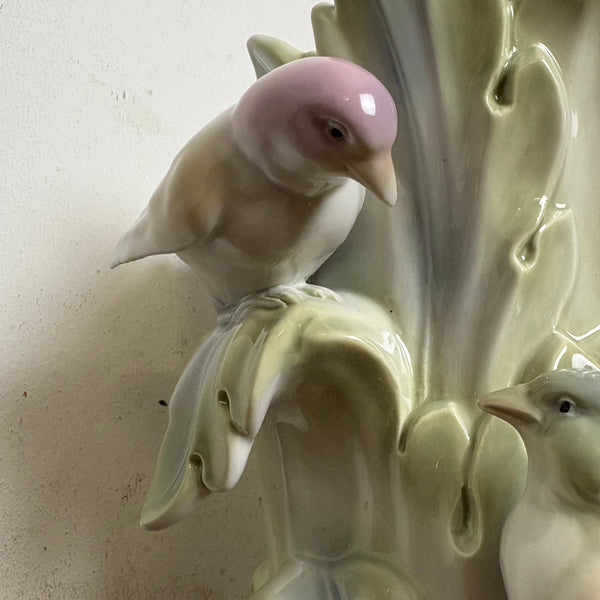 Vintage spanische Keramik Vase mit Vögeln