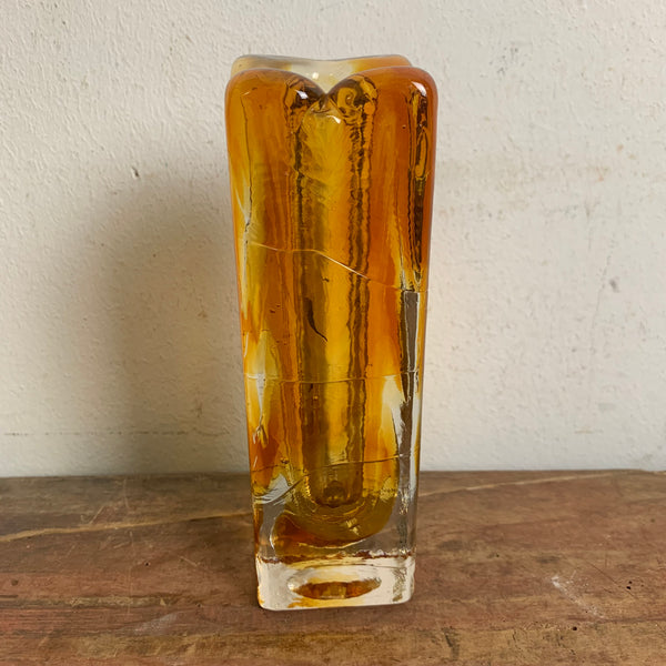 Vintage Blockglas Kristall Vase von Schott Zwiesel