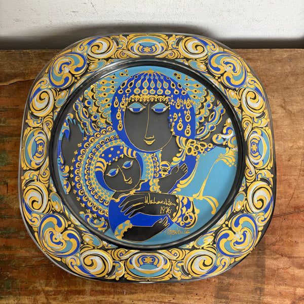 Weihnachtsteller 1976 von Björn Wiinblad für Rosenthal in Glas
