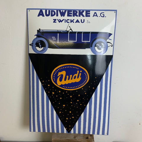 Emaille Schild Audiwerke A.G. Zwickau Audi