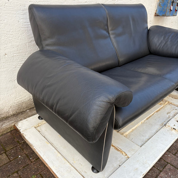 Schwarzes Leder DS 10 2-Sitzer Sofa von de Sede
